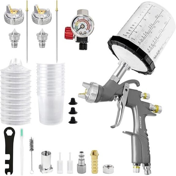 D1 LVLP Air Spray Gun Kit with Nozzles