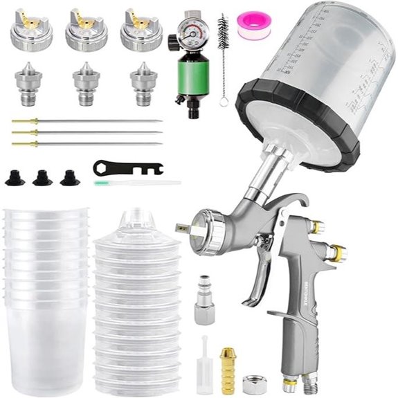 D1 LVLP Air Spray Gun Kit with Nozzles