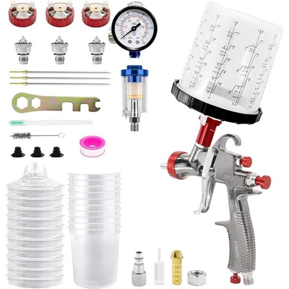 R500 LVLP Air Spray Gun with Nozzles and Cups
