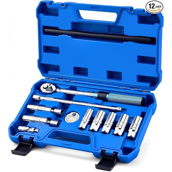 12pc Magnetic Spark Plug Socket Set with Tools