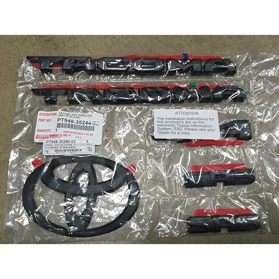 Toyota Tacoma SR5 Matte Black Emblem Overlay Set