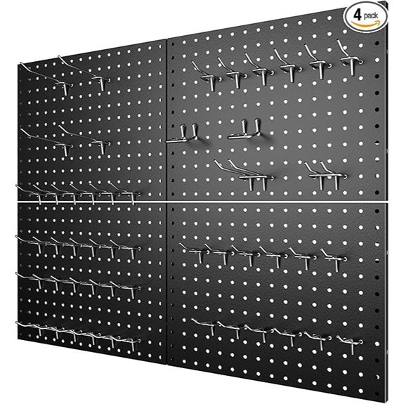 4-Pack Metal Pegboard Panels with Hooks