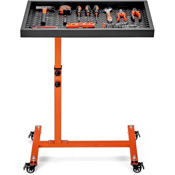 Adjustable Mobile Work Table with Wheels and Tray