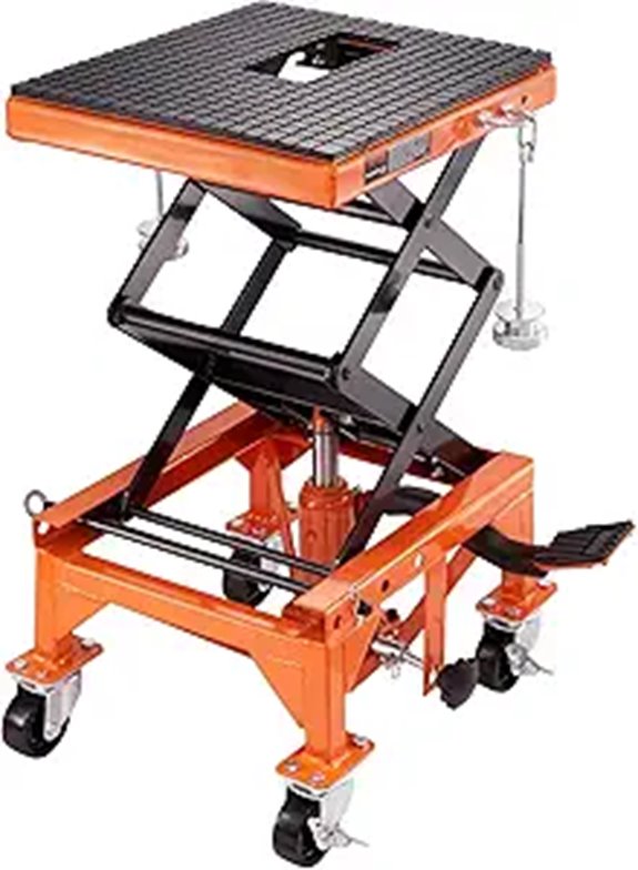 Vevor Hydraulic Motorcycle Lift with J-Hooks and Wheels