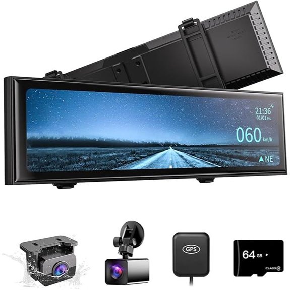 Night Vision Mirror Dash Cam with Radar & GPS