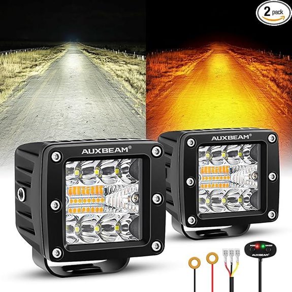 Auxbeam 6-Mode Amber/White LED Cube Off-Road Lights Pair