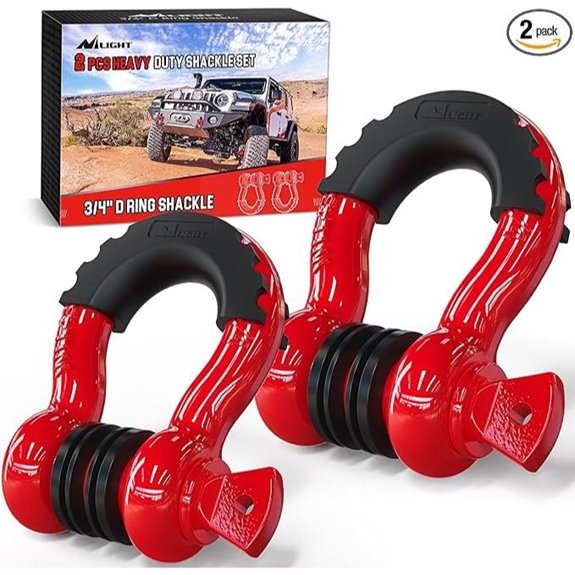 Nilight 2-Pack 3/4 D-Ring Shackles for Off-Road Vehicles