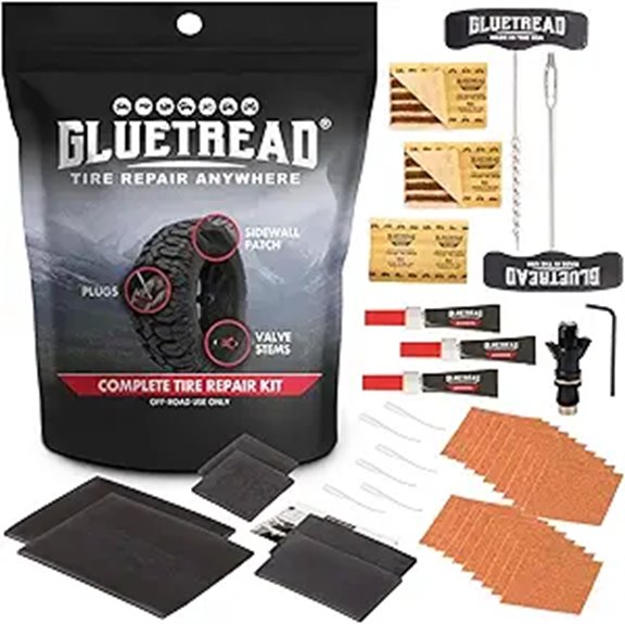 GlueTread Off-Road Tire Repair Kit with Patches and Plugs
