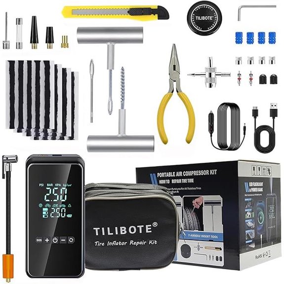 Portable 50PCS Tire Repair Kit & Air Pump (150 PSI)