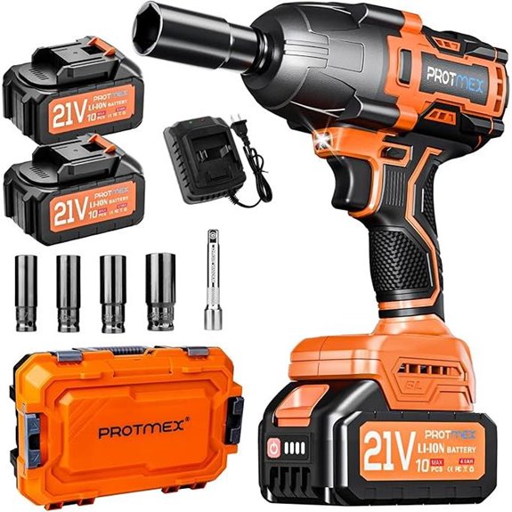 Cordless Impact Wrench 900Ft-lbs 21V Batteries