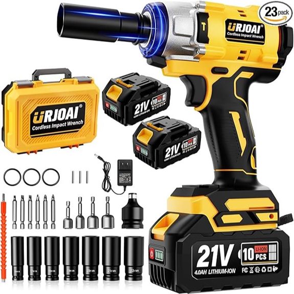 Cordless Impact Wrench Kit 590Ft-lbs 2 Batteries