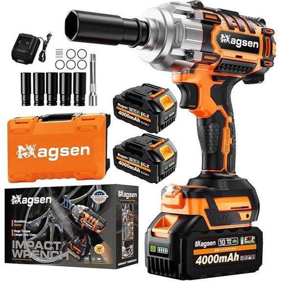 Cordless Impact Wrench 900Ft-lbs with Batteries