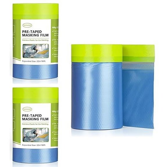 Pre-Taped Masking Plastic Film for Painting (3 Rolls)