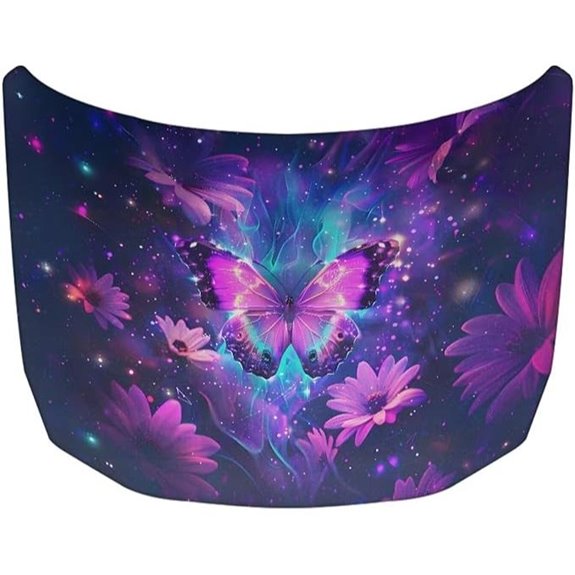 Purple Butterfly Car Hood Cover Polyester Protector