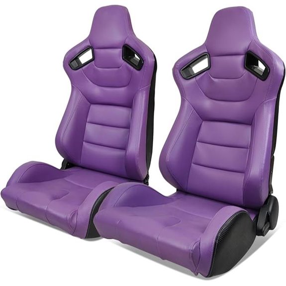 IKON MOTORSPORTS Racing Seats 2-Piece Purple Leather
