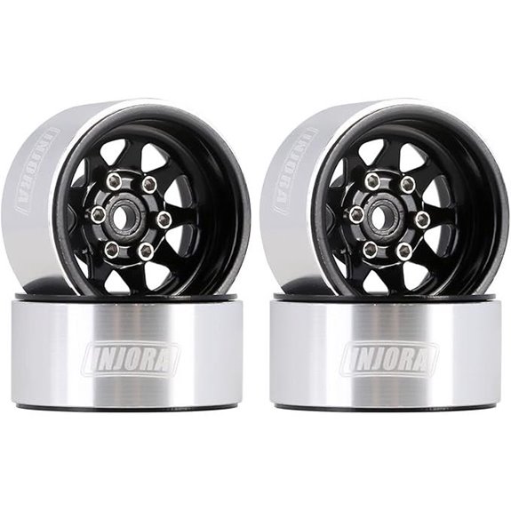 INJORA 1.0 Beadlock Wheels for RC Cars (Black)