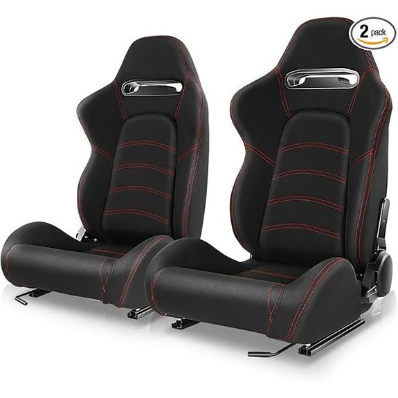Auto Dynasty Reclinable Racing Seat Set (Black/Red)