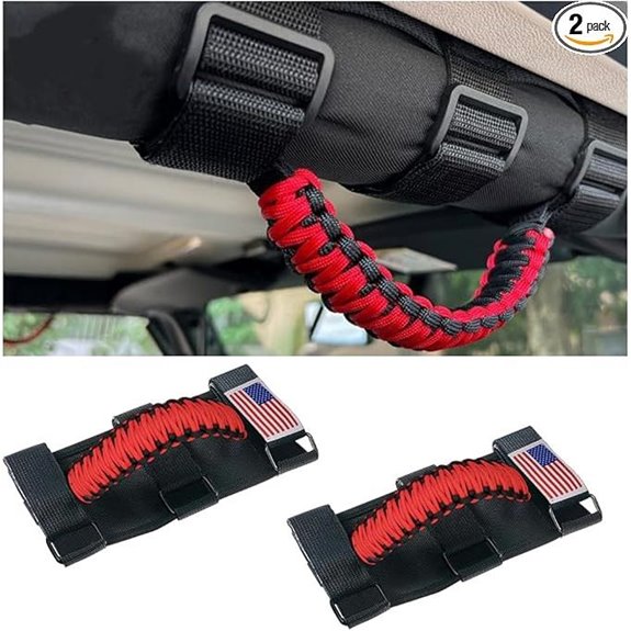 HZEL 2PCS Car Roll Bar Grab Handles (Red)