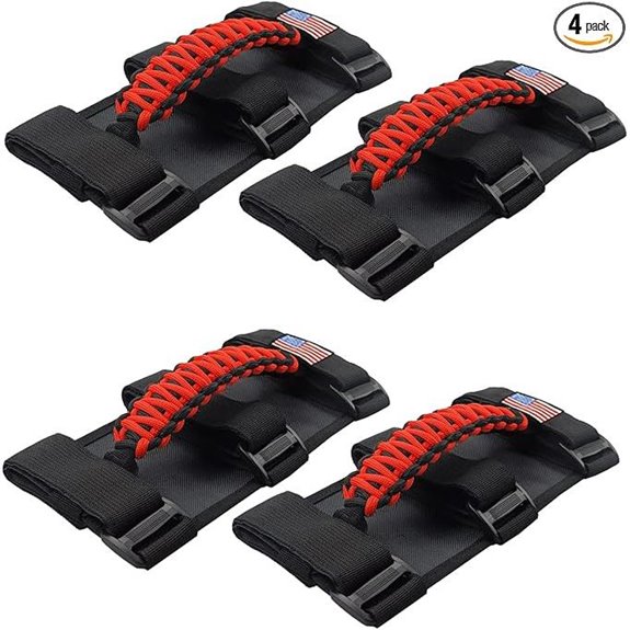 Premium Paracord Jeep Grab Handles (4 Pack Red)