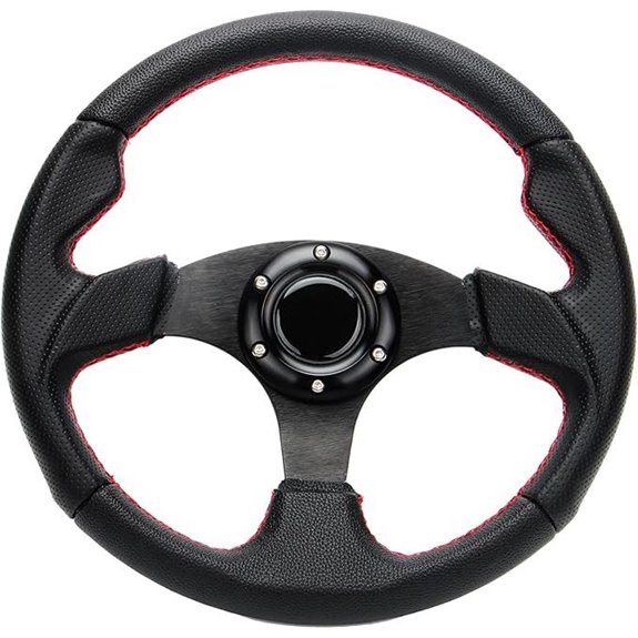 Car Racing Steering Wheel with Red Stitch and Horn