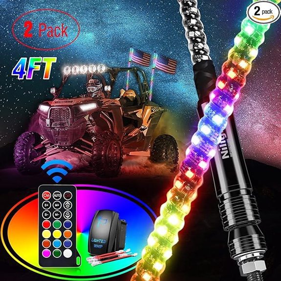 Nilight 2PCS 4FT Spiral RGB LED Whip Light
