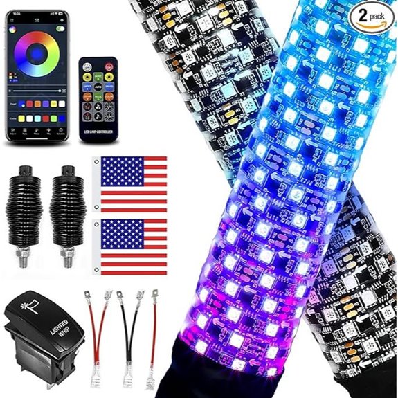 2 Pack LED RGB Whip Lights with App & Remote