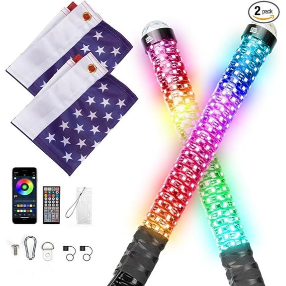 KEMIMOTO RGB LED Whip Lights for UTV & ATV