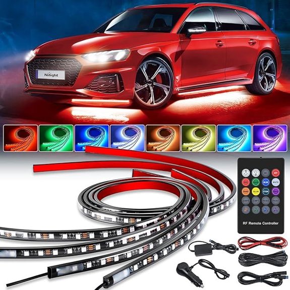 Nilight 4Pcs RGB Car Underbody Neon Light Strips