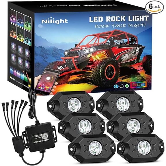 Nilight RGB LED Rock Lights Kit with Bluetooth Control