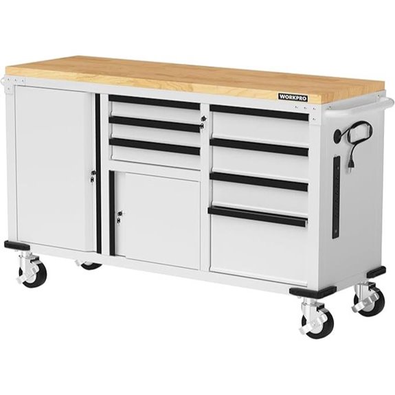 WORKPRO 62 Rolling Tool Chest with Power Strip