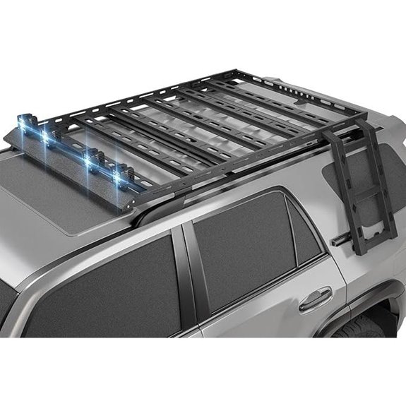 Roof Rack Cargo Basket with Ladder & LED Lights