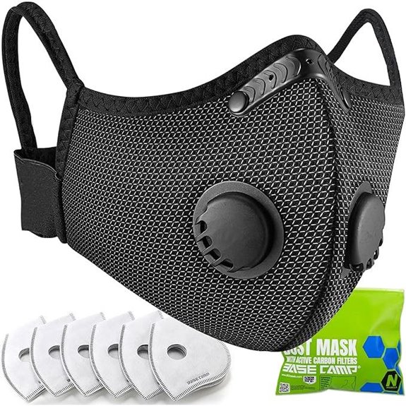 BASE CAMP Silver/Black M Plus Dust Mask with Filters