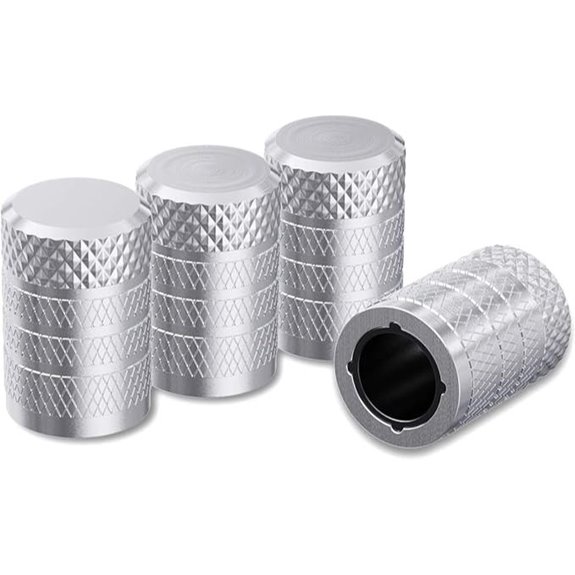 CKAuto Silver Tire Valve Stem Caps (4-Pack)