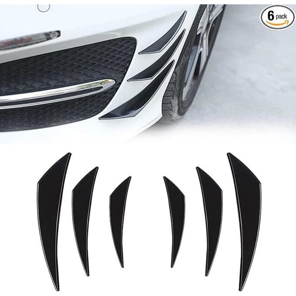 Pack of 6 Glossy Black Car Spoiler Canards