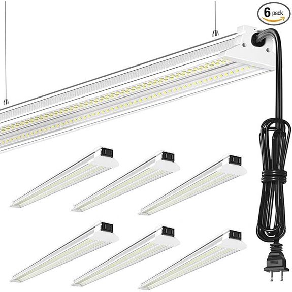 6 Pack 60W Linkable LED Shop Lights for Garage and Workshop