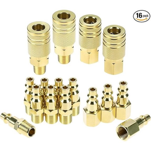 QWORK 16 Pack Brass Air Hose Fittings Kit