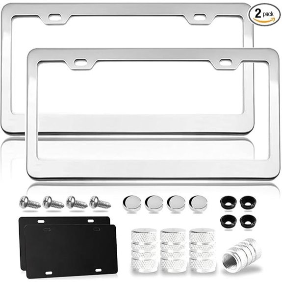 Chrome Finish Stainless Steel License Plate Frame (2 Pack)