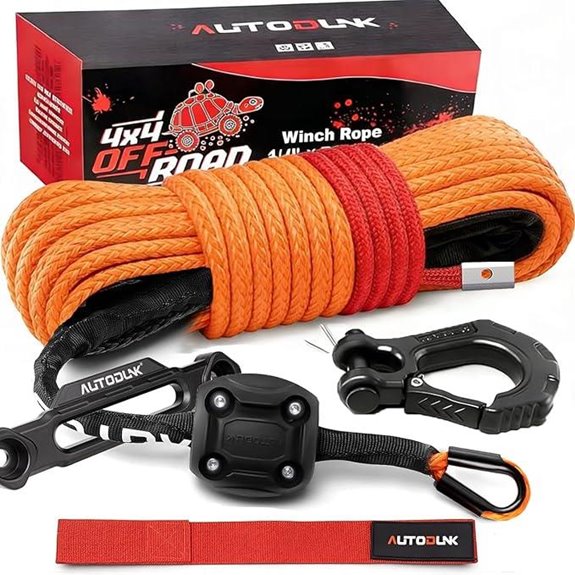 Synthetic Winch Rope 1/4 x 50ft for Offroad Vehicles