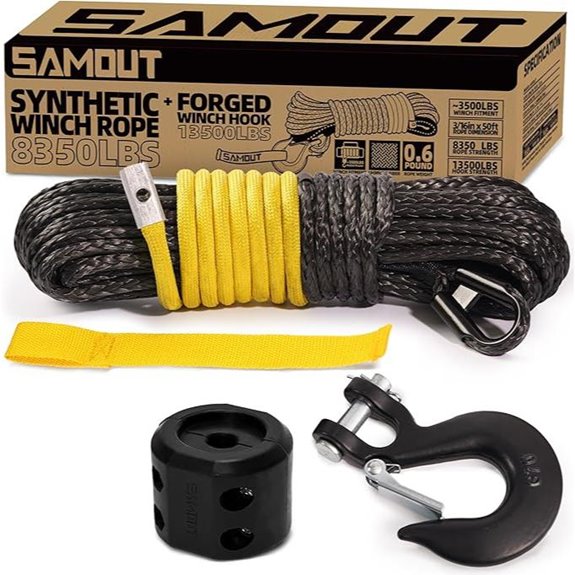 Synthetic Winch Rope Kit with Hook and Accessories