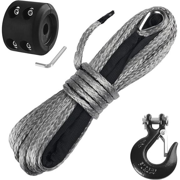 Ucreative 1/4 x 50ft Synthetic Winch Rope with Hook