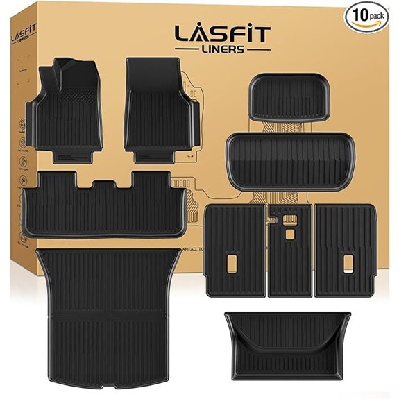 LASFIT 10PCS All-Weather Floor Mats for Tesla Model Y