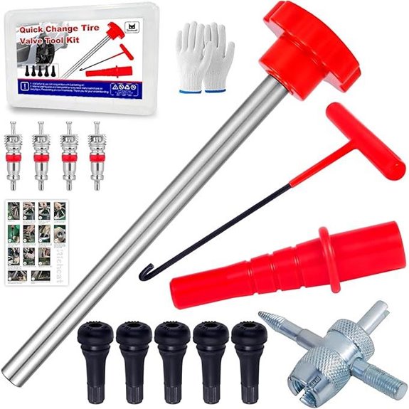 Quick Change Tire Valve Tool Kit with 5 TR413 Valves