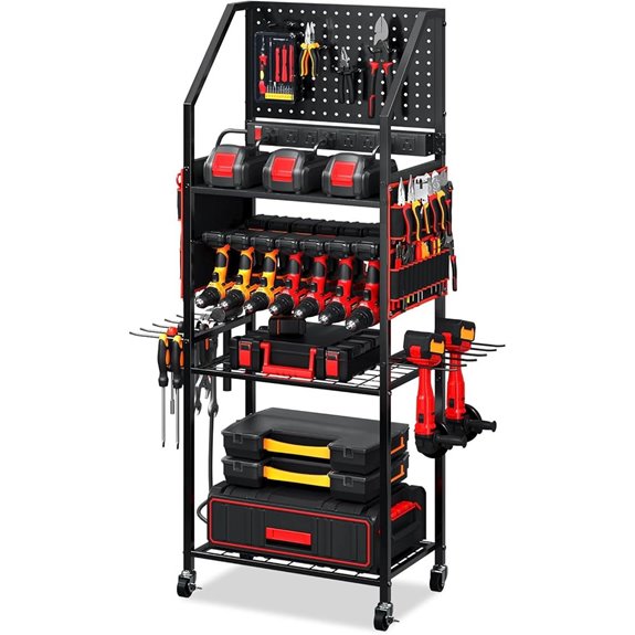Power Tool Organizer Cart with Charging Station