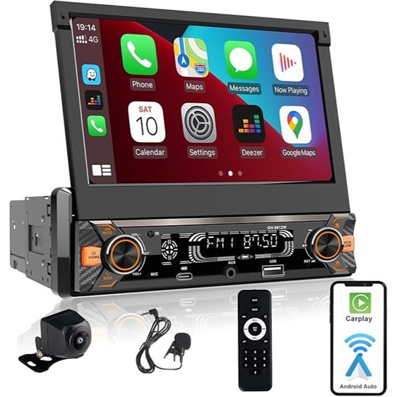 Single Din Car Stereo with Touchscreen and Apple CarPlay