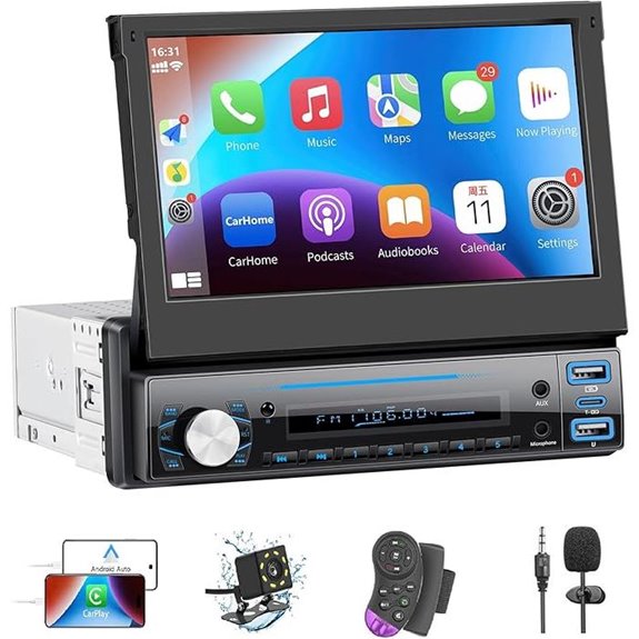 Single Din Car Stereo with Touchscreen & Bluetooth