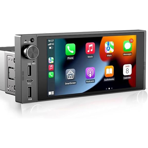 Single Din Touchscreen Car Stereo with Apple CarPlay