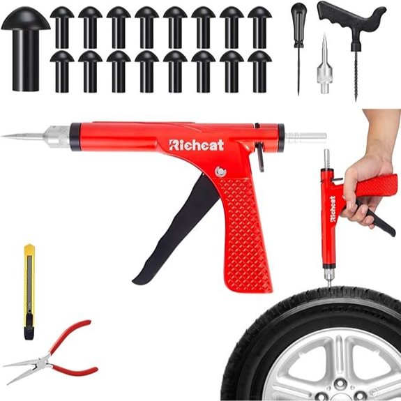 Richcat Tubeless Tire Repair Kit with Mushroom Plugs