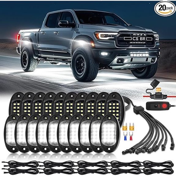 20 Pods White LED Rock Lights with Extension Wires