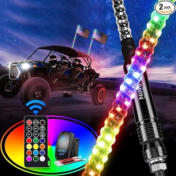 Nilight 2PCS 2FT Spiral RGB LED Whip Lights