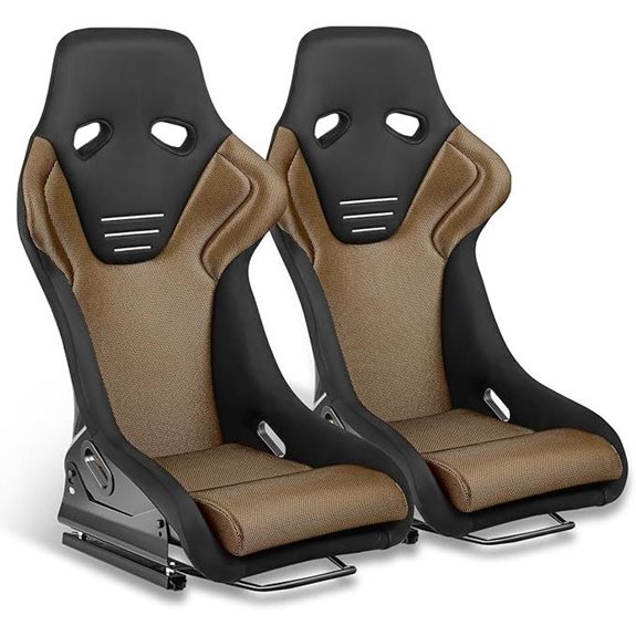 DNA MOTORING Universal Fixed Racing Seats (Gold/Black)